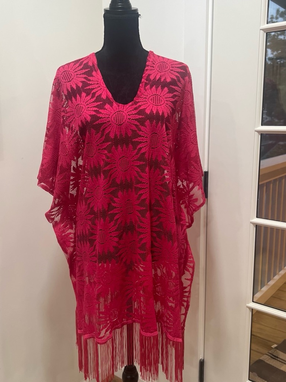 Bright Fuchsia Crochet Fringe Tunic